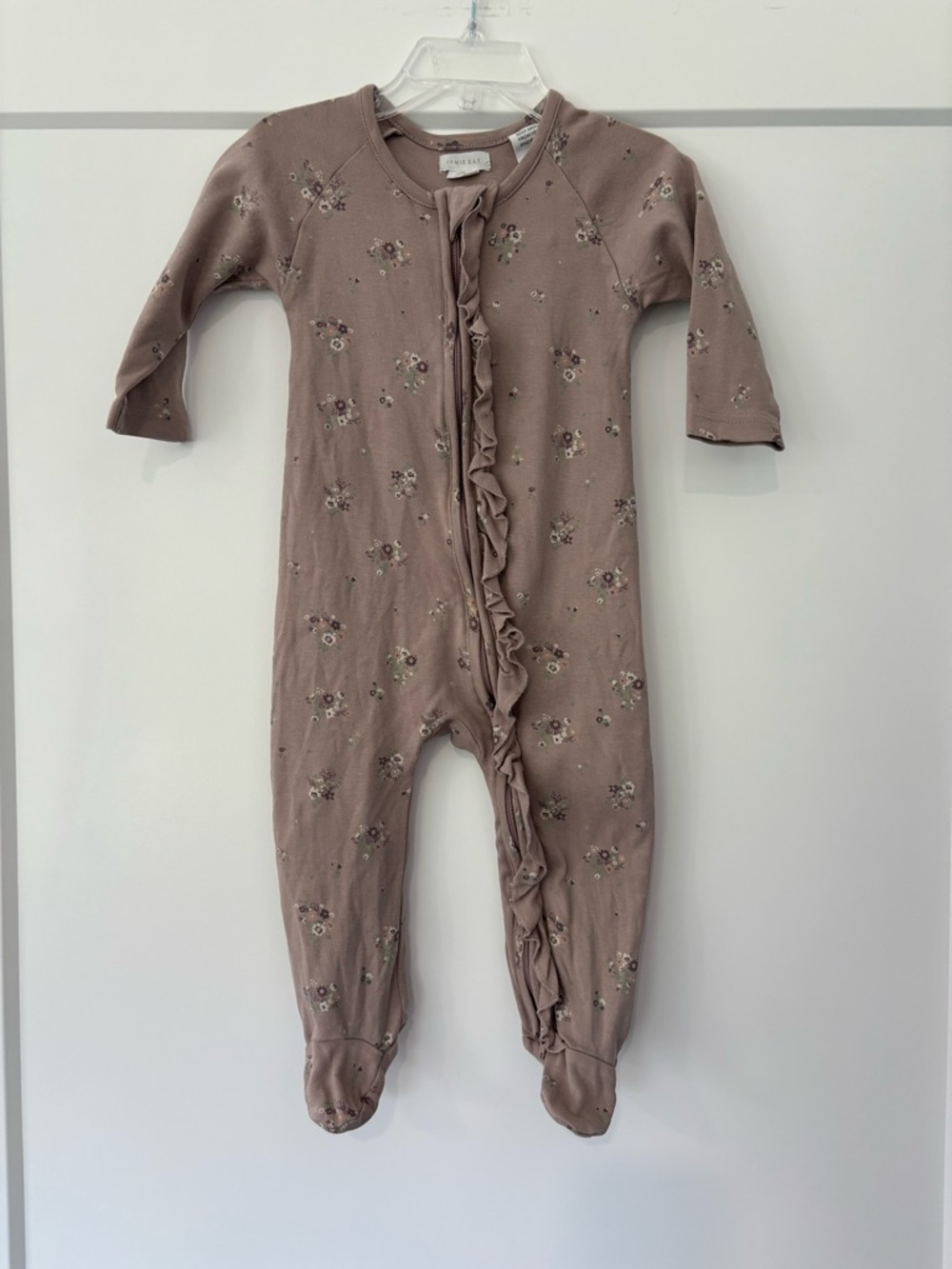 Jamie Kay Mauve Floral Ruffle Footie Pajama Size 1 year